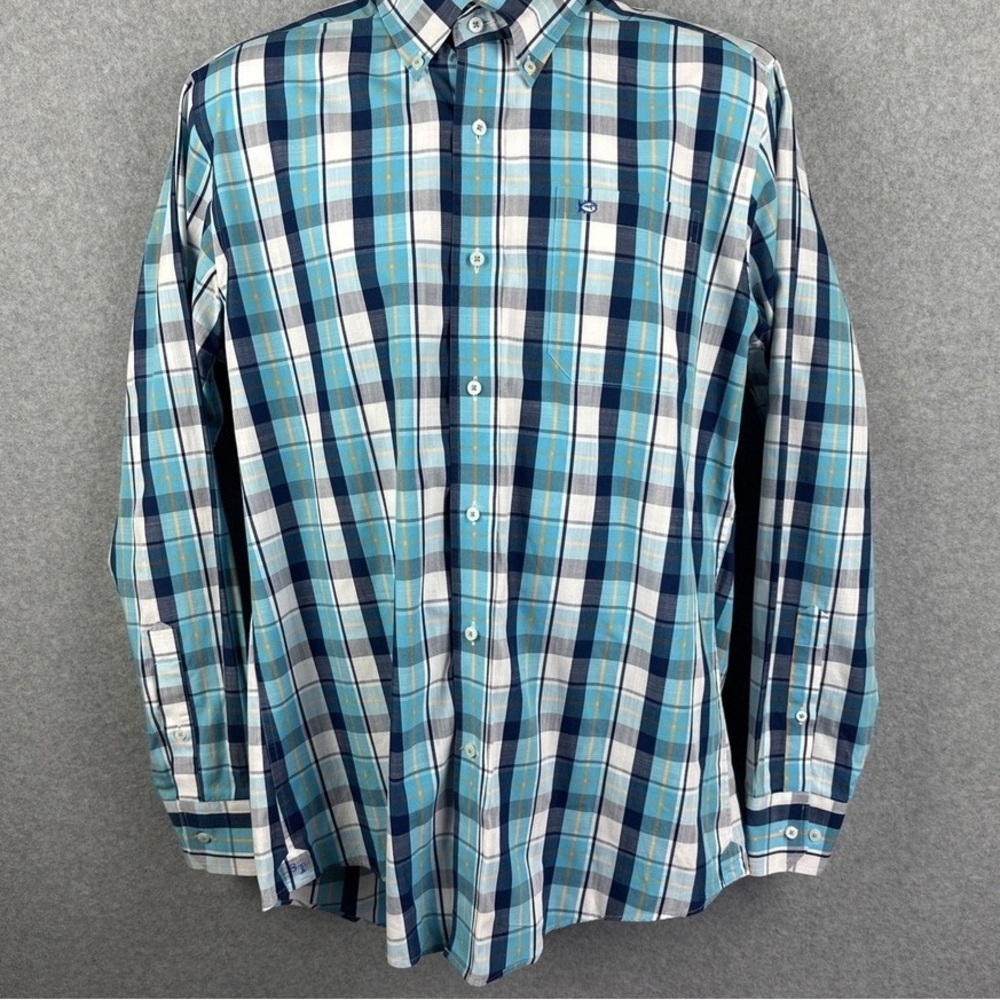 Stylish Blue Checkered Men's Button Down Shirt